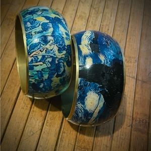 2 Van Gogh Bangle Bracelets - Irises & Starry Nights